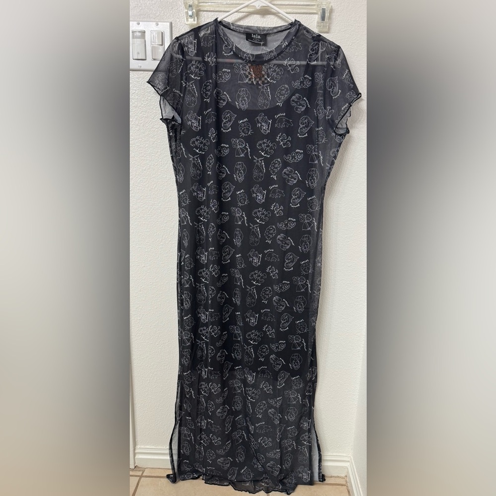 Dressed In LALA Black Dress with Abstract Zodiac White Print